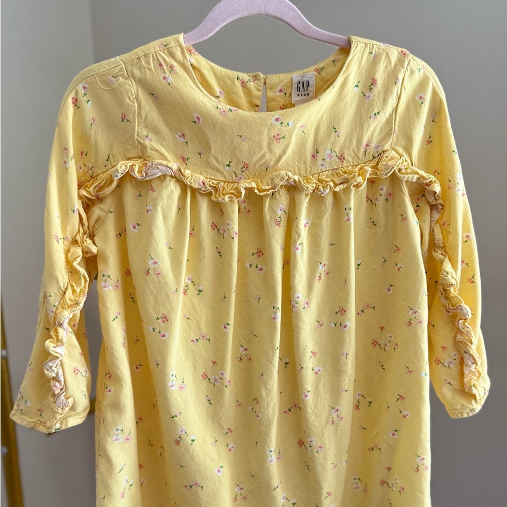 GAP Kids Buttery Yellow Floral Ruffle Dress- XS 4/5